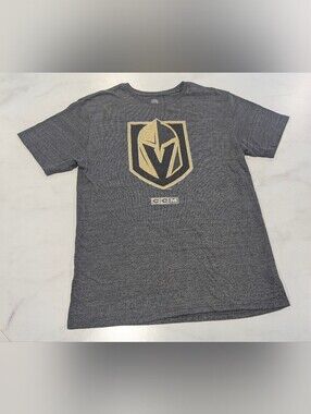 CCM Gray T-Shirt with Vegas Golden Knights Gold Shield Logo